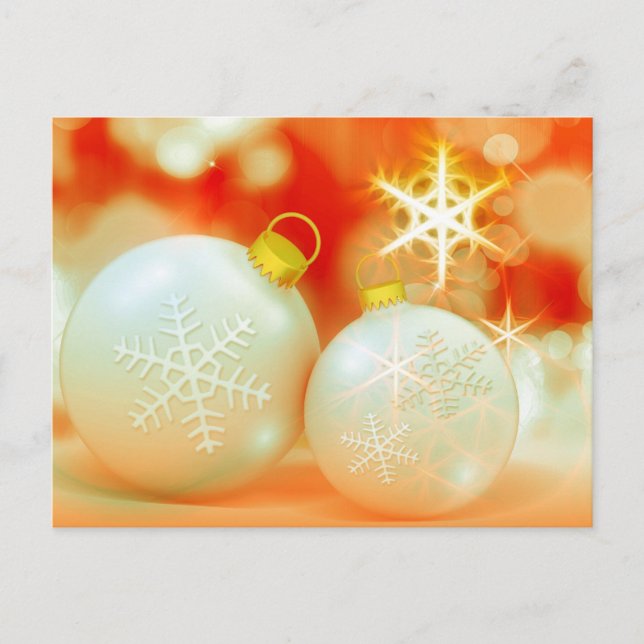 Simple Elegant Gold Decor Ball Merry Christmas Holiday Postcard (Front)