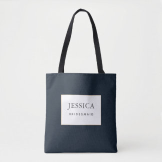 Simple Elegant Gold Deep Navy Blue Bridesmaid Tote Bag