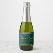 Simple Elegant Gold & Emerald Green Wedding Mini Sparkling Wine Label (Front)