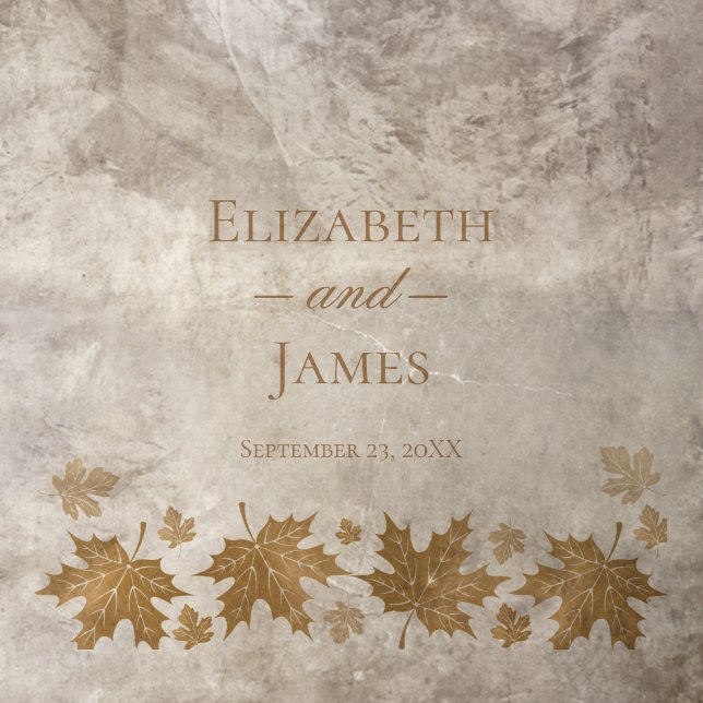 Simple Elegant Gold Fall Leaves Custom Wedding Floor Decals (Insitu)