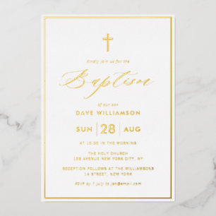 simple elegant gold first communion foil foil invitation