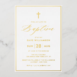 simple elegant gold first communion foil invitation