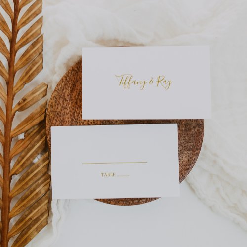Simple Elegant Gold Flat Wedding Place Card