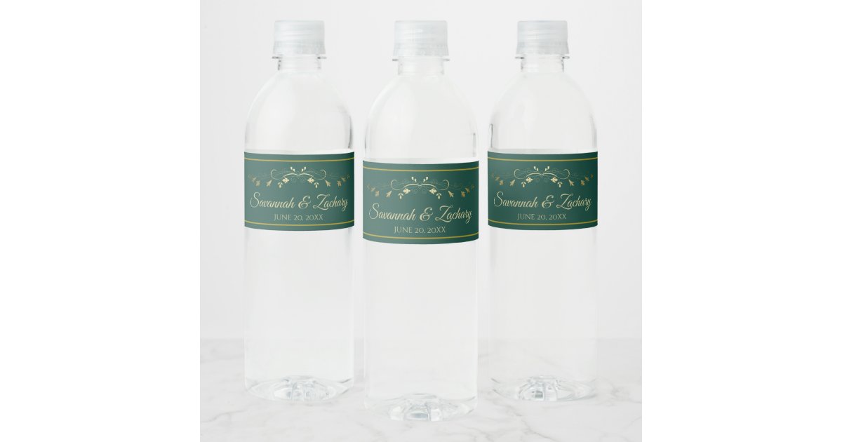 Simple Elegant Gold Flourish Emerald Green Wedding Water ...