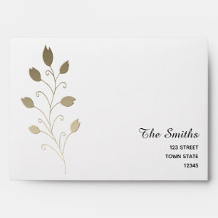 Simple Elegant Gold Foil Floral Wedding Invitation Envelope