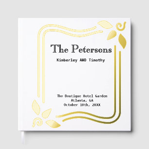 Simple Elegant Gold Foil Frame Wedding Foil Guest Book