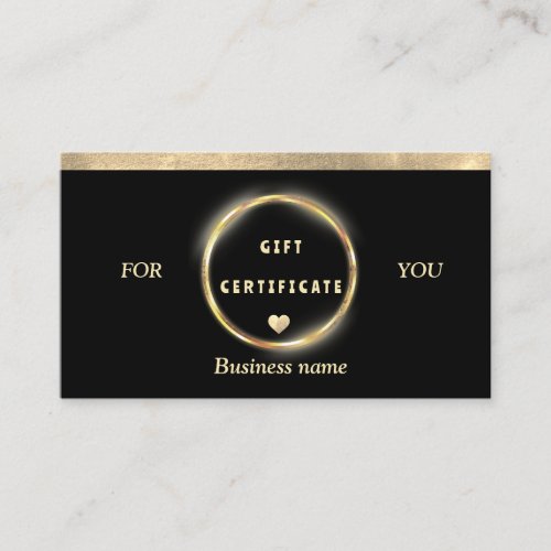 Simple Elegant Gold Foil Heart Gift Certificate