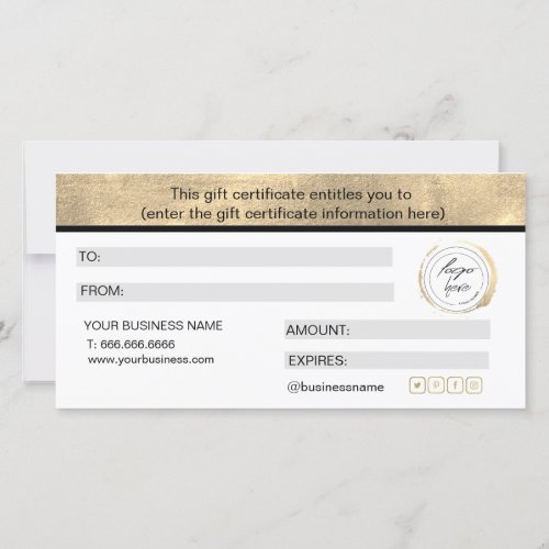 Simple Elegant Gold Foil Heart Gift Certificate