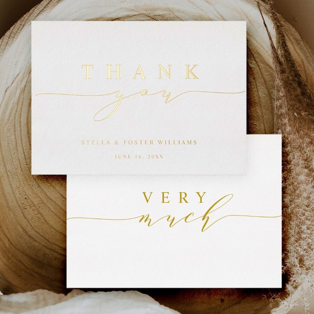 Simple & Elegant Gold Foil Thank You Card  (Front & Back)