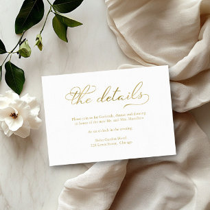 Simple Elegant Gold Foil Wedding Details Insert RSVP Card