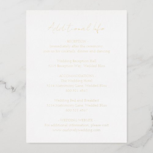 Simple Elegant Gold Foil Wedding Enclosure Card