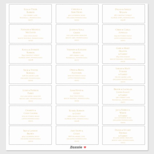 Simple Elegant Gold Font Wedding Address Labels