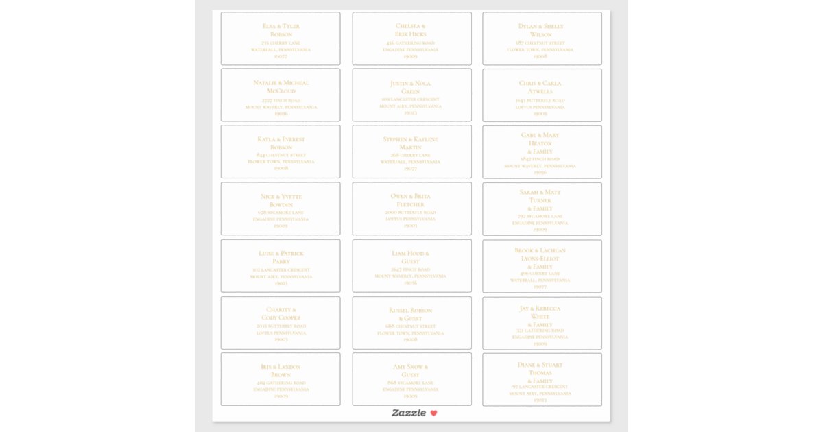 Simple Elegant Gold Font Wedding Address Labels | Zazzle