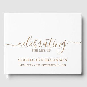 Simple Elegant Gold Funeral Memorial  Guest Book