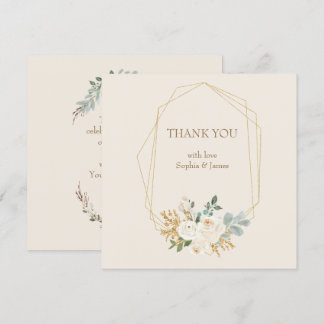 Simple Elegant Gold Geometric Frame  Thank You Card