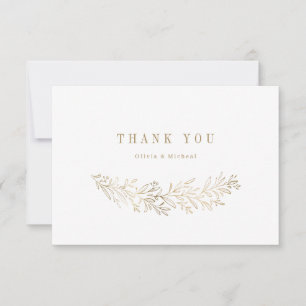 Simple elegant gold gilded botanical thank you card