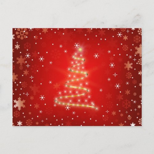 Simple Elegant Gold Glitter Red Merry Christmas Holiday Postcard