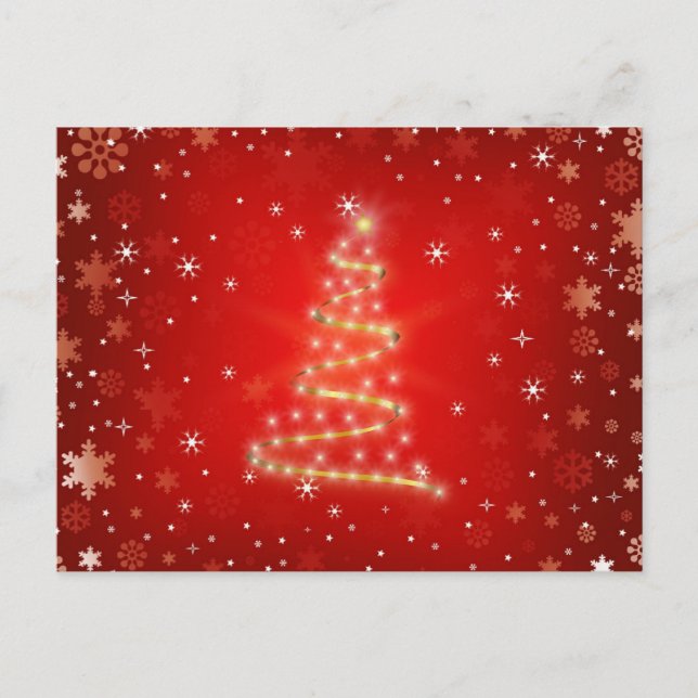 Simple Elegant Gold Glitter Red Merry Christmas Holiday Postcard (Front)