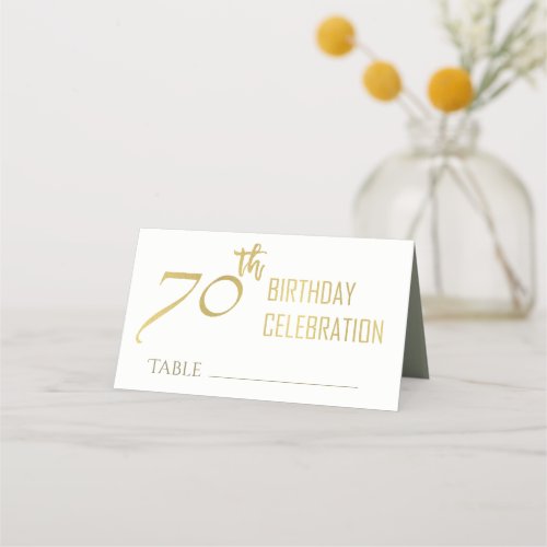 SIMPLE ELEGANT GOLD GREY TYPOGRAPHY 70 BIRTHDAY PLACE CARD