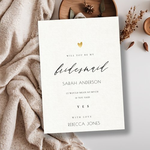 SIMPLE ELEGANT GOLD GREY TYPOGRAPHY BRIDESMAID INVITATION