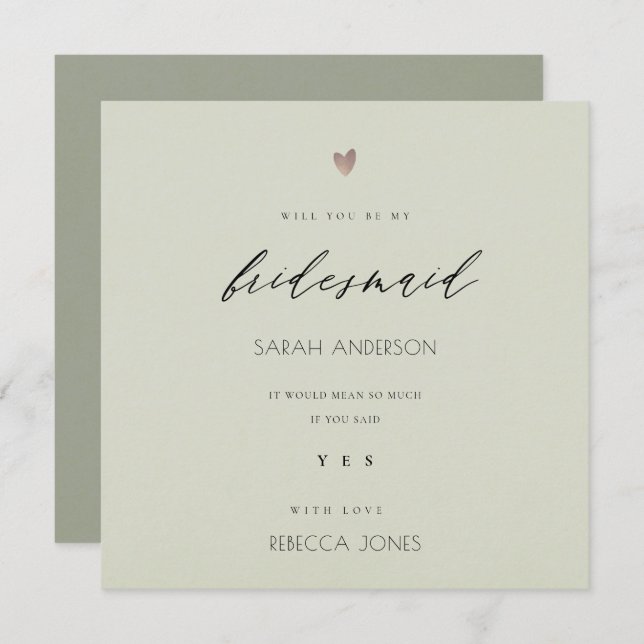 SIMPLE ELEGANT GOLD GREY TYPOGRAPHY BRIDESMAID INVITATION (Front/Back)