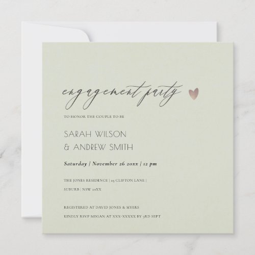 SIMPLE ELEGANT GOLD GREY TYPOGRAPHY ENGAGEMENT INVITATION