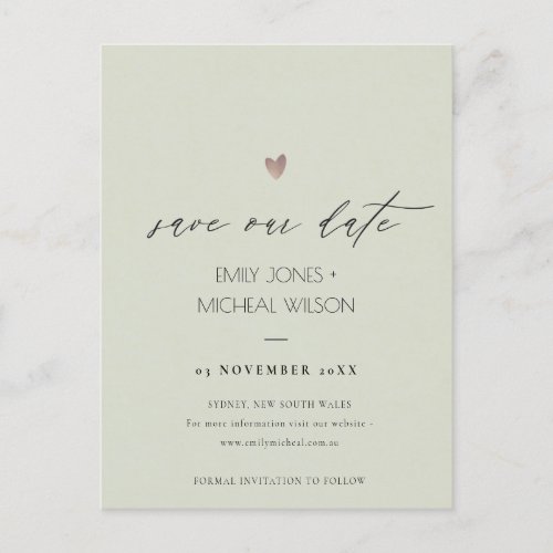 SIMPLE ELEGANT GOLD GREY TYPOGRAPHY  SAVE THE DATE ANNOUNCEMENT POSTCARD