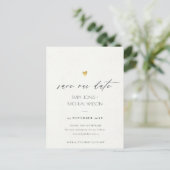 SIMPLE ELEGANT GOLD GREY TYPOGRAPHY  SAVE THE DATE ANNOUNCEMENT POSTCARD (Standing Front)