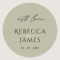 SIMPLE ELEGANT GOLD GREY TYPOGRAPHY TEXT ONLY CLASSIC ROUND STICKER