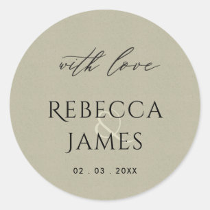 SIMPLE ELEGANT GOLD GREY TYPOGRAPHY TEXT ONLY CLASSIC ROUND STICKER