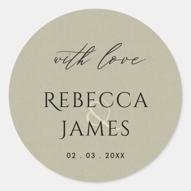 SIMPLE ELEGANT GOLD GREY TYPOGRAPHY TEXT ONLY CLASSIC ROUND STICKER (Front)