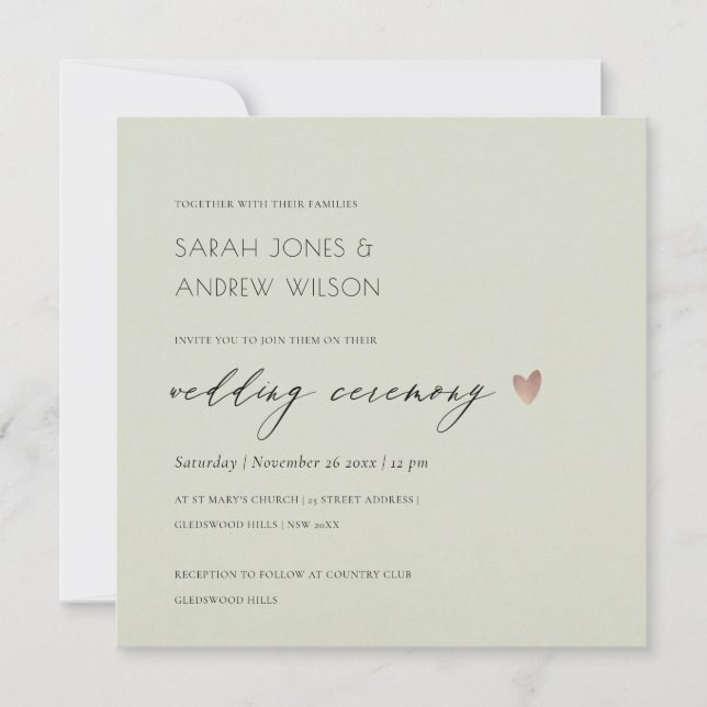 SIMPLE ELEGANT GOLD GREY TYPOGRAPHY WEDDING INVITATION (Front)