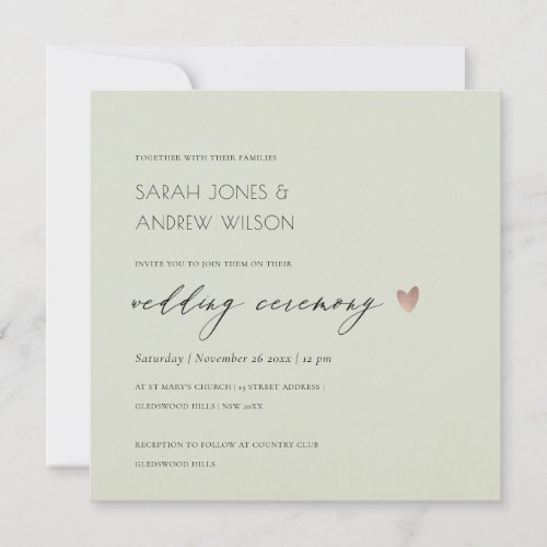 SIMPLE ELEGANT GOLD GREY TYPOGRAPHY WEDDING INVITATION