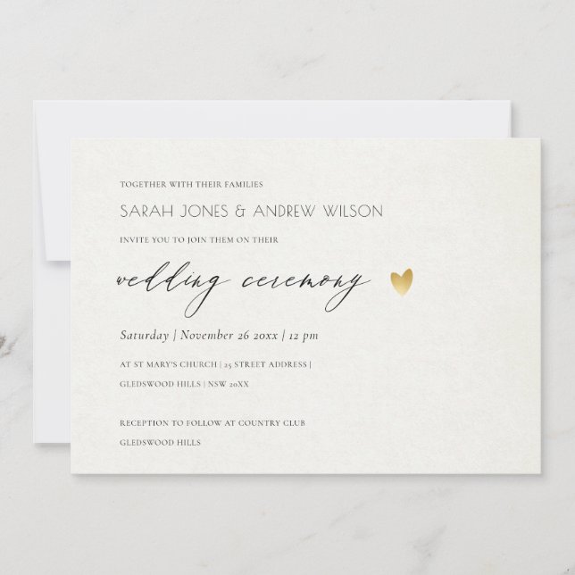 SIMPLE ELEGANT GOLD GREY TYPOGRAPHY WEDDING INVITATION (Front)