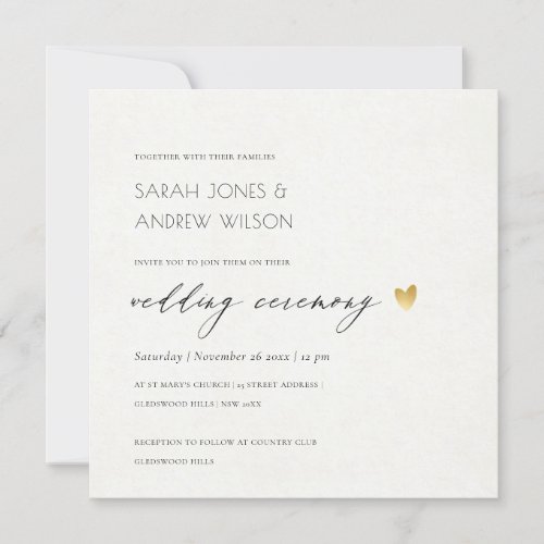 SIMPLE ELEGANT GOLD GREY TYPOGRAPHY WEDDING INVITATION