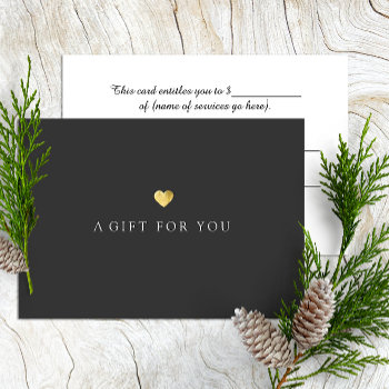Simple Elegant Gold Heart Gift Certificate by sm_business_cards at Zazzle
