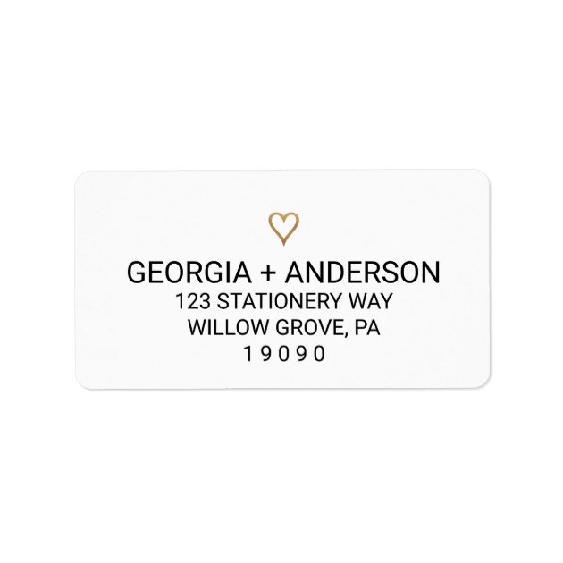 Simple Elegant Gold Heart Wedding Label