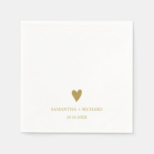 Simple Elegant Gold Heart Wedding Personalized Napkins