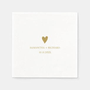 Simple Elegant Gold Heart Wedding Personalized  Napkins