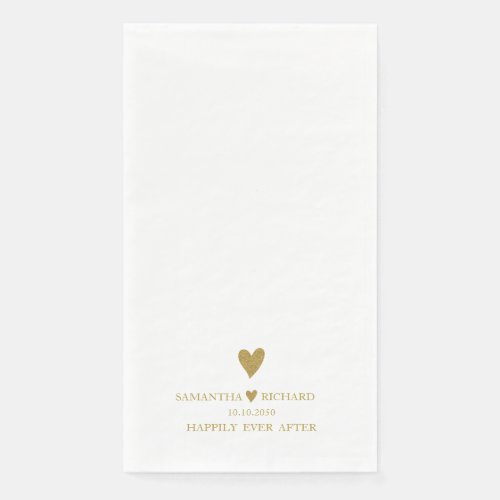 Simple Elegant Gold Heart Wedding Personalized Pap Paper Guest Towels