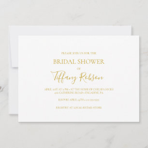Simple Elegant Gold Horizontal Bridal Shower Invitation