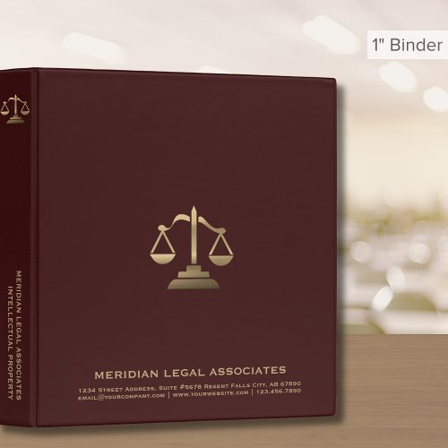 Simple Elegant Gold Justice Scale Legal Binder