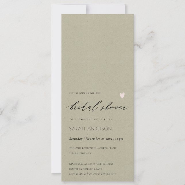 SIMPLE ELEGANT GOLD KRAFT TYPOGRAPHY Bridal Shower Invitation (Front)