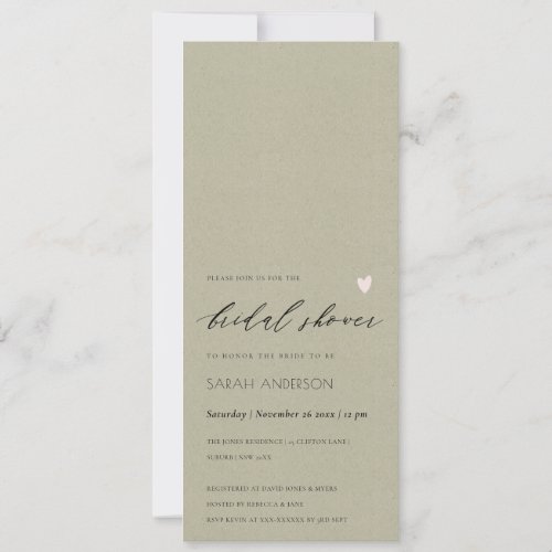 SIMPLE ELEGANT GOLD KRAFT TYPOGRAPHY Bridal Shower Invitation