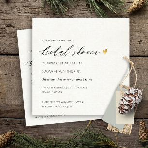 SIMPLE ELEGANT GOLD KRAFT TYPOGRAPHY Bridal Shower Invitation