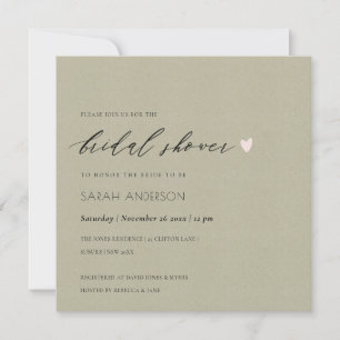SIMPLE ELEGANT GOLD KRAFT TYPOGRAPHY Bridal Shower Invitation