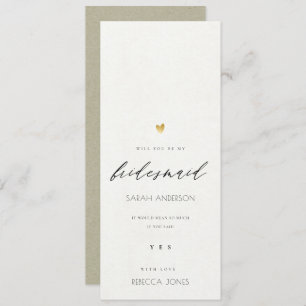 SIMPLE ELEGANT GOLD KRAFT TYPOGRAPHY Bridesmaid Invitation