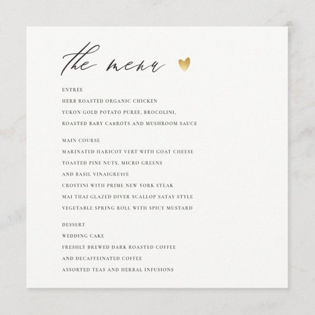 SIMPLE ELEGANT GOLD KRAFT TYPOGRAPHY menu card (Front)