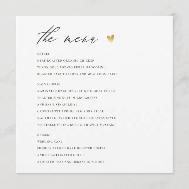 SIMPLE ELEGANT GOLD KRAFT TYPOGRAPHY menu card | Zazzle