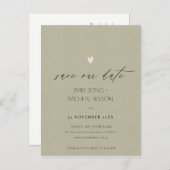 SIMPLE ELEGANT GOLD KRAFT TYPOGRAPHY SAVE THE DATE ANNOUNCEMENT POSTCARD (Front/Back)